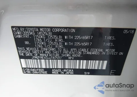 2018 Toyota Rav4 Le from USA, damaged, VIN JTMZFREV3JJ187597